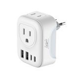 European Travel Plug Adapter, from a Canadian Small Business, International Adapter with 2 Canada Outlets & 2 USB Ports & 2 USB C, 6 in 1 Plug to Most of Europe Portugal Spain France (Type C)