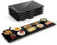 Electric Warming Tray, 5-in-1 Modular Food Warmer Mat with 10 Temp & 24H Timer, Tempered Glass Hot Plate for Parties, Buffet & Catering, Perfect Kitchen Gifts for Family Mom (41" x 15")