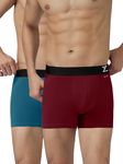 XYXX Men's Cotton Trunks (Pack of 2) (XYTRNK2PCKN406XXL_Dark Maroon + Legion Blue_2XL)