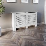 DuraTherm® Radiator Cover White Painted Traditional Cross Slat Shelves MDF Cabinet Shelf for Radiators, Living Rooms, Bedrooms, Large (H: 152cm / W: 81.5cm / D: 19cm)