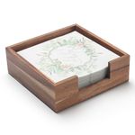 Guest Towel Napkin Holder, Wood Napkin Holder for Table, Flat Napkin Holder, Disposable Hand Towel Tray, Wooden Napkin Basket Tray for Kitchen Bathroom (7.5 x 7.5 x 2.5 inch)