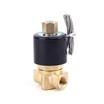 SNS DC12V 1/4" NPT Brass Electric Solenoid Valve Normally Open Water, Air, Diesel 2WK025-N08