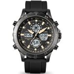 PINDOWS Watches for Men, Waterproof Analog Digital Sport Watches Multifunctional Outdoor Watch LED Backlight, Alarm Stopwatch Calendar.