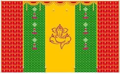 Zeonely Mart ganesh backdrop for decoration | vinayaka backdrop decoration cloth | traditional backdrop decoration cloth | pooja backdrop decoration cloth .size 8x5 feet yellow colour