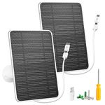 Solar Panel for Security Camera, 5W USB Solar Panel for DC 5V Security Camera, Micro USB & USB-C Port Solar Panel, IP65 Waterproof Solar Charger for Camera,360° Adjustable Mounting 13ft Cable, 2 Pack