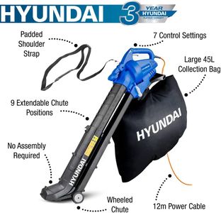 Hyundai 3000W Leaf Blower – Powerful Electric Garden Tool, Blue