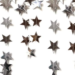 WUMUZAI 5Pcs Star Garland, 20m Hanging Stars Decorations, Paper Star Garland Banner String Streamers for Birthday Baby Shower Christmas Party Wedding Holiday Decor, Mirror Glitter Silver