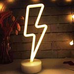 ENUOLI LED Lightning Shaped Neon Signs Lights Battery Operated/USB Powered Warm White Art LED Decorative Night Lights Table Decor for Living Room Office Christmas Birthday Wedding Party Decoration