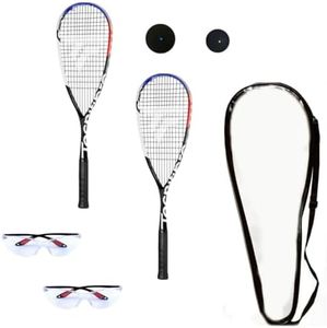 Tecnifibre Cross Squash Starter Kit (Includes 2-Racquets, 2-Eyeguards, 2-Balls, Balls, & Cover)