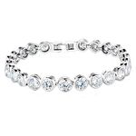 MiYuan Women Platinum Plated Brass White CZ Tennis Bracelet Korean Fashion Style