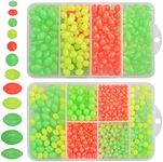 JSHANMEI Fishing Bead 1000Pcs/box Soft Plastic Luminous Oval Shaped Beads Round Beads Fishing Lures Fishing Bead Fishing Tackle Tools Eggs for Rig