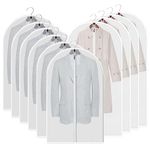 AIDBUCKS Hanging Garment Covers 10 Pieces (6L + 4XL) PEVA Breathable Clothes Protector Suit Garment Bags Long-Term Storage Jacket Coat Dress, White