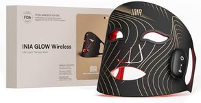 INIA Red Light Therapy for Face, Glow Wireless LED Face Mask Light Therapy with Near-Infrared Red Light (NIR), Rechargeable and Ergonomic Design for Home & Travel(Black)