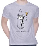 CreativiT Graphic Printed T-Shirt for Unisex Pizza Wizard Tshirt | Casual Half Sleeve Round Neck T-Shirt | 100% Cotton | D00070-13_Grey_Medium