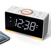 iTOMA Alarm Clock Radio, 1.4" White LED Display Clock with Bluetooth, FM Radio, Dual Alarm, Sleep Timer, Snooze, Auto & Manual Dimmer, USB Charger and Night Light CKS718