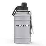 Hydrate Stainless Steel 1.3 Litre Water Bottle - Nardo Grey - BPA-free Metal Gym Water Bottle - Convenient Nylon Carrying Strap and Leak-Proof Screw Cap - Various Color Options