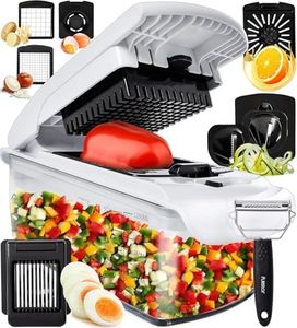 9-in-1 Deluxe Vegetable Chopper Onion Chopper Food Chopper Manual Spiralizer - Multifunctional Vegetable Cutter Veg Onion Dicer Salad Chopper Potato Cutter - Juicer Egg Slicer Yolk Separator Peeler