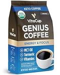 VitaCup Organic Genius Ground Keto Coffee, Increase Energy & Focus w/MCT Oil, Turmeric, B Vitamins, D3, USDA Organic Ground Coffee Medium Dark Roast, Bold & Smooth, 100% Arabica Coffee Grounds, 10 oz