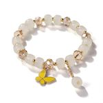 El Regalo 1 PC Butterfly Crystal Beads Tassel Bracelet With Cute Enamel Butterfly Charms for Girls/Teens/Women (Yellow Butterfly)