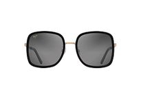 Maui Jim Women's Pua W/Patented Polarizedplus2 Lenses Square Sunglasses, Black With Gold/Neutral Grey, Medium