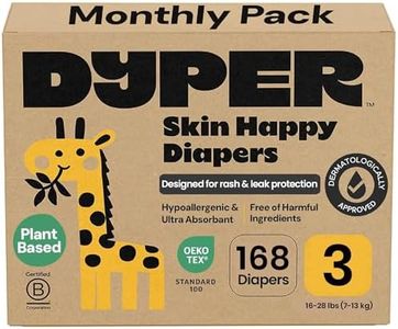 DYPER Viscose from Bamboo Baby Diapers Size 3 | Honest Ingredients | Cloth Alternative | Day & Overnight | Made with Plant-Based* Materials | Hypoallergenic for Sensitive Newborn Skin, Unscented