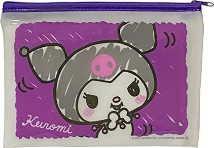 Sanrio Accessories - Bolsa de plástico con cremallera para cosméticos, 19 × 14 cm (tacto de láser), Kuromi,