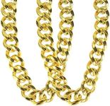 PinCute 2 Pack Big Chunky Gold Chain for Men: Fake Plastic Gold Chain Necklace, 80s 90s Punk Style Hip Hop Chain Necklace for Costume Jewelry Rapper, 32 inch, Plastic, No Gemstone