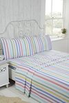 Rapport Hone Candy Stripe 100% Brushed Cotton King Bedding Sheet Set