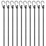 Pretex Heavy Duty Bungee Cords with Hooks - Set of 12 - Extra Strong Bungees for Luggage & Camping – Universal Tie Down Cord Straps - 4 Different Lengths - Army Green