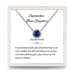 Presentski Women Blue September Birthstone Necklace Girls Sagittarius Dainty Solitaire Necklace