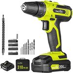 Cordless Drill - SnapFresh 20V Cordless Drill with Battery and Charger, Power Drill Set with 2 Variable Speed, 21+1 Torque Setting, Lightweight, LED, 43pcs Drill Bits, Impact Drill Set for Home, DIY