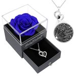 Preserved Rose Birthday Gifts For Women,Blue Preserved Flowers Christmas Rose Gifts for Women,Fresh Real Rose Flower With Necklace I Love You Mom,Grandma,Wife Gifts For Christmas,Thanksgiving