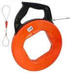 30M Fish Tape in Reel 4mm Width Wire Cable Puller Through Wall Cable Running Puller Rods Electrical Wire Threader Puller with Metal Lock Wire for Wall