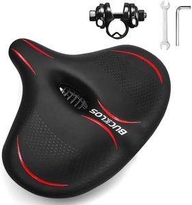 BUCKLOS Comfortable Extra Wide Bike Seat Cushion for Women Men, Exercise Bike/Stationary/Peloton/Spin Bike Seats Comfort Foam Padded, Waterproof Bicycle Saddles with Dual Shock Absorbing Ball