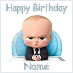 The Boss Baby Inspired Edible Icing Cake Topper Precut - Personalised (2. Square 7.5inch)