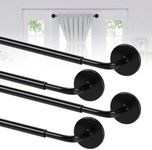 4 Pack Magnetic Curtain Rod for Metal Doors, French Door Curtain Rods Adjustable from 17 to 30 Inch, 3/8 Inch Diameter, Magnetic Cafe Curtains Rod, No Tool and Easy Installation, Black