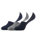 Jockey 7099 Men's Compact Cotton Elastane Stretch No Show Socks With StayFresh Treatment (Pack of 3)_Black, Grey & Navy_FREE SIZE