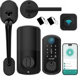 Hornbill Smart WiFi Front Door Lock: Keyless Entry Fingerprint Deadbolt with Handle Set Electronic Digital Keypad Door Locks APP Remote Control Black Alexa Auto Lock