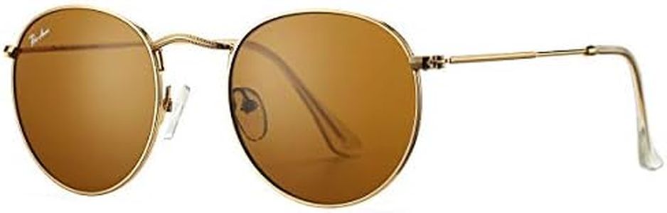 Pro Acme Small Round Sunglasses for Women Men Classic Crystal Glass Lens Retro Circle Metal SunGlasses,55mm (Crystal Brown Lens)