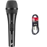Sennheiser XS 1 Dynamic Cardioid Vocal Microphone | Microphone Clamp & Transport Bag Included | For Singers, Presenters & Entertainers | Black (507487) & Stagg SMC6 6 metre standard microphone cable