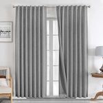 Joydeco Linen Curtains 84 inch Length 2 Panels Set Burg 100% Blackout Long Drapes for Bedroom Living Room Black Out Darkening Curtain Thermal Insulated Back tab Rod Pocket(52x84 inch,Light Grey)