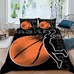 LUKAVA Kids Single Duvet Cover Set 3D Printed Microfibre Single Bedding Basketball Fan Kids Teenage Single Bed Duvet Cover Set Boys Girls Men's Sports Style Bedding with 2 Pillowcase