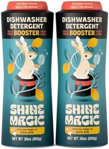 Shine Magic Hard Water Dishwasher Non-liquid Rinse Aid Booster, Concentrated Crystal Natural Citric Acid Spot & Film Remover for Spotless Glassware, Works with Any Detergent, 30 oz (Pack of 2)