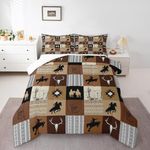 Feelyou Wild West Cowboy Comforter Set Twin Size Western Horse Bedding Set for Boys Girls Teens Bedroom Decor Rodeo Cowboy Comforter Women Men Brown Grey Duvet Set with 1 Pillow Case