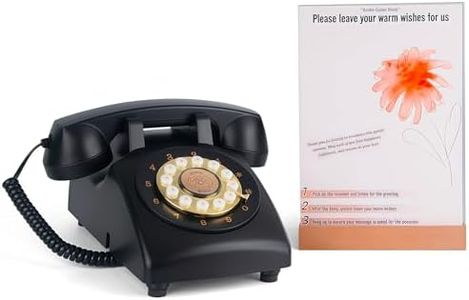 RetroVox Audio Guest Book Wedding Phone Guestbook and Signage Record Customized Audio Messages with Voicemail, Vintage Style for Bridal Shower, Birthday Party, Baby Shower (M Black)