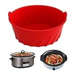 Silicone Slow Cooker Liner,Reusable Pot Liners Compatible for 6-8 QT Oval Slow Cookert, Heat Resistant Leakproof Slow Cooker Divider,Dishwasher Safe Cooking Liner,Crock Pot Accessories (Red)