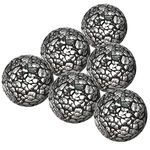 Kepfire 6 Pieces Decorative Orbs Set 2.4 Inch Glass Mosaic Sphere Balls Centerpiece Balls Bowls Vases Dining Table Decor - Black