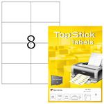 TopStick Self Adhesive Multipurpose Labels, 8 Labels per A4 Sheet, 100 Sheets, 105 x 74 mm, 800 Labels, Blank Universal Labels Stickers, Sticky Labels for Laser & Inkjet Printer, White