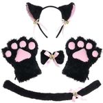 Tiny Chou 5 Pcs Kitten Kitty Cat Cosplay Costume Accessories for Adult Women Girls Halloween Party Dress Up with Paws Gloves