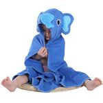 MICHLEY Animal Face Hooded Baby Towel Cotton Bathrobe Boys Girls 0-6 Year Blue